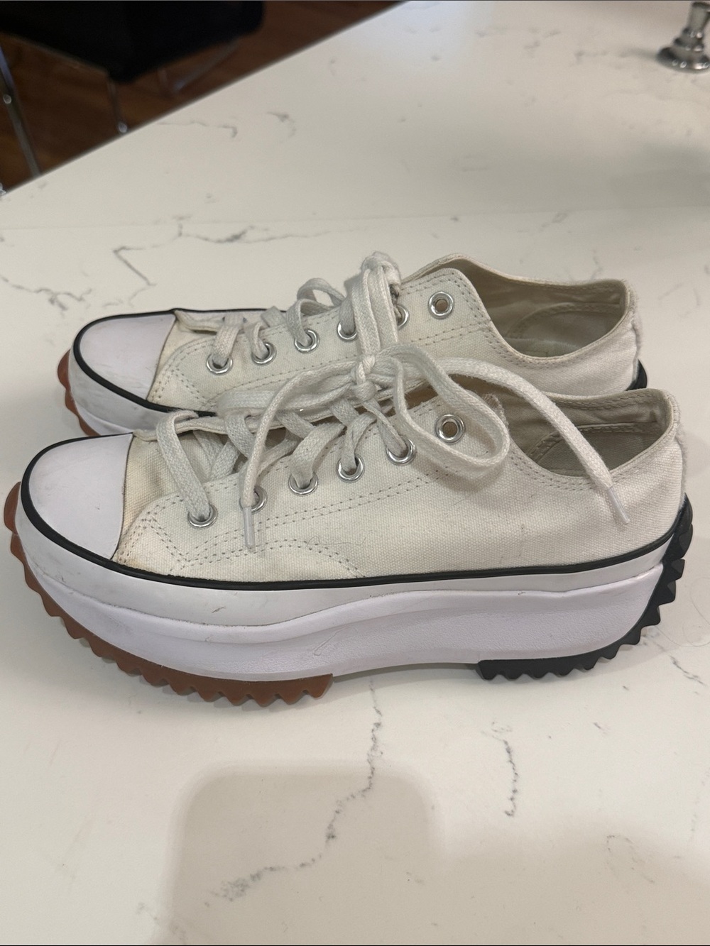 Converse Cream Platform Lace-Up Sneakers